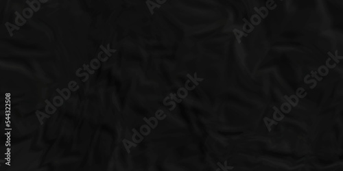 Dark Black facbric paper crumpled texture. dark black textured crumpled black paper background. panorama black paper texture background, crumpled pattern 