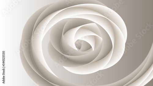 Cream layered 3d swirl. Ivory abstract horizontal background. Vector illustration.