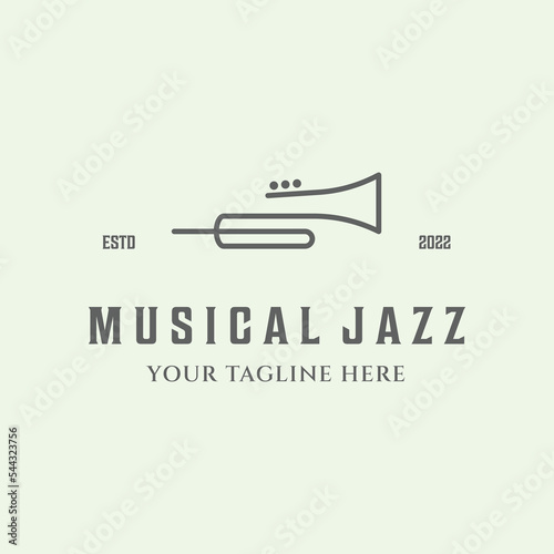 icon trumpet line art logo design minimalist illustration or musical