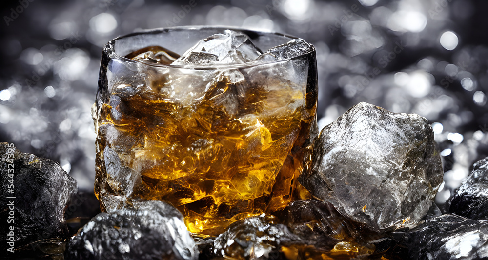 Ultra Realistic Digital Illustration of Whisky On The Rocks Stock ...
