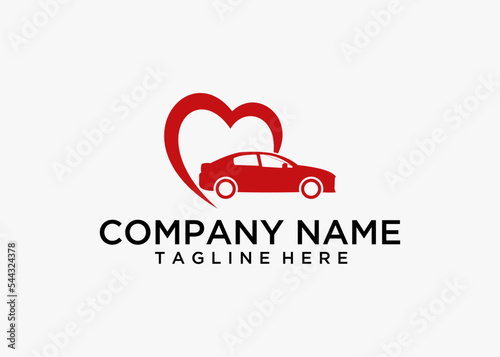 Illustration Love Car Logo design vector 