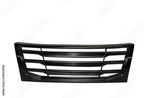 Black car radiator grill with horizontal slots front view isolated on transparent background. photo