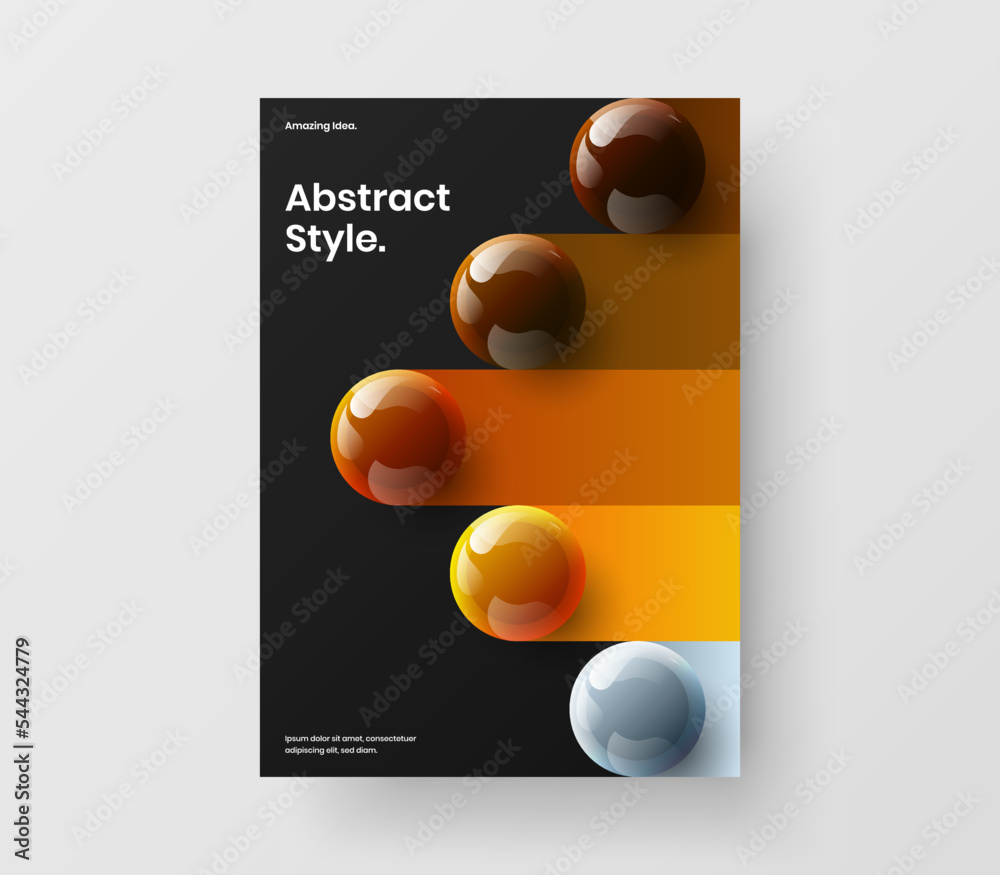 Creative leaflet A4 vector design concept. Trendy 3D balls catalog cover template. Creative leaflet A4 vector design concept. Trendy 3D balls catalog cover template.