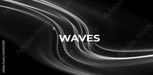 White abstract wave. Magic line design. Flow curve motion element. Neon gradient wavy illiustration.