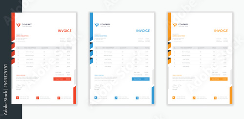 Professional Modern Corporate Invoice template bundle,   business invoice A4 layout vector stationery design