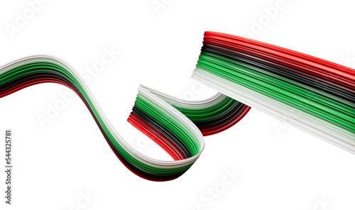 Photography UAE flag Waving Ribbon Style isolated background 3D Illustration