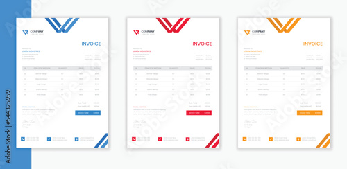 Professional Modern Corporate Invoice template bundle, business invoice A4 layout vector stationery design