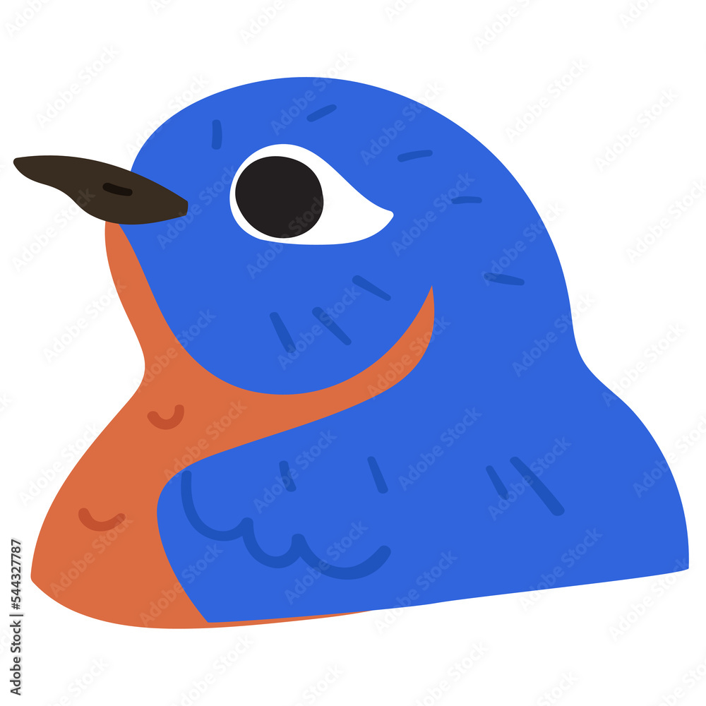 Bluebird. Flat vector illustration. Hand drawn graphic design on white background. Bluebird. Flat vector illustration. Hand drawn graphic design on white background.