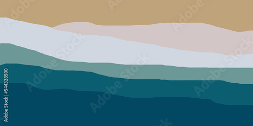 Artistic modern minimalist abstraction - sandy beach and sea (top view). Geometric shapes are hand-drawn on a colored background © Soap Dish
