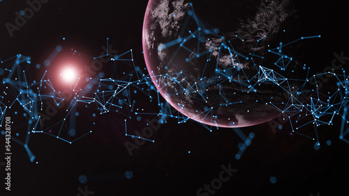 pianeta, mondo, collegamenti, network