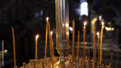 candles in an Orthodox church in front of an icon