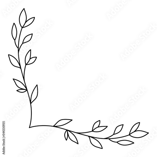 Hand drawn flower corners laurel wreath