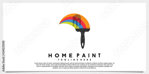 home paint logo design with creative concept rainbow color
