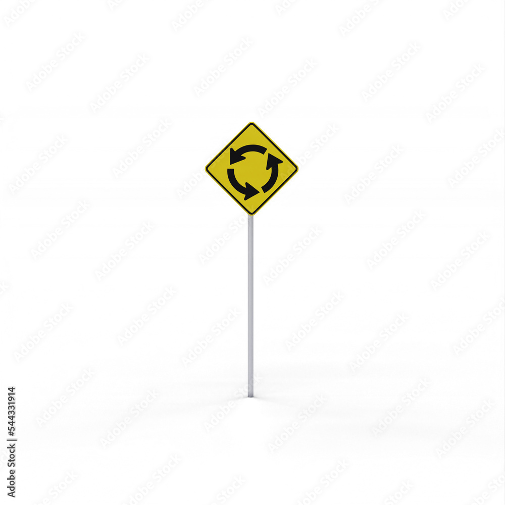 Roundabout ahead traffic sign Roundabout ahead traffic sign
