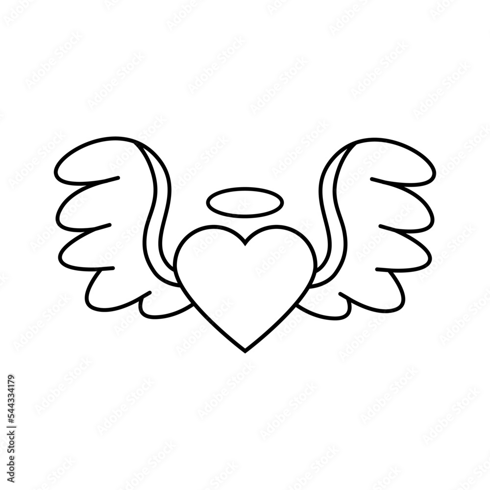 Angel Wings icon vector. Memorial illustration sign. Heart symbol or logo.