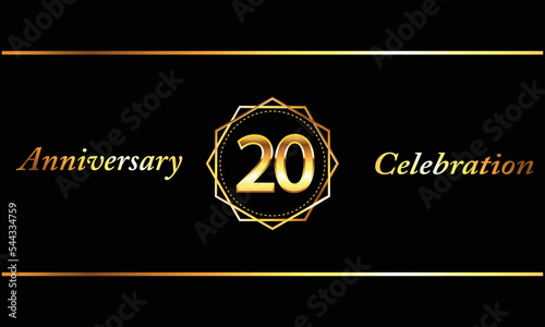 20 anniversary celebration. luxury 20th anniversary celebration. 20 year anniversary celebration with hexagonal and black background.	