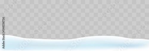 Snowdrifts isolated on png background. Snow landscape decoration, frozen hills. Empty snowbanks field. Christmas vector illustration. Transparent background.