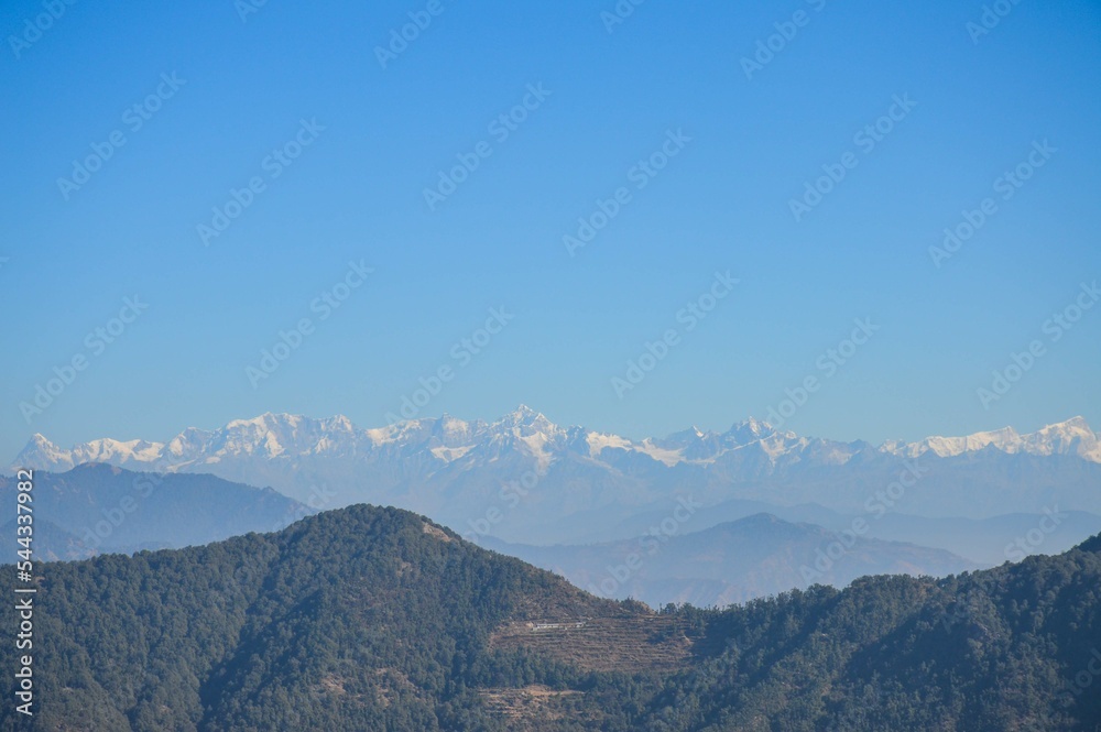 The Indian Himalayas taken from the foothills.