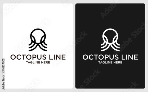 Octopus line logo design creative abstract modern line art