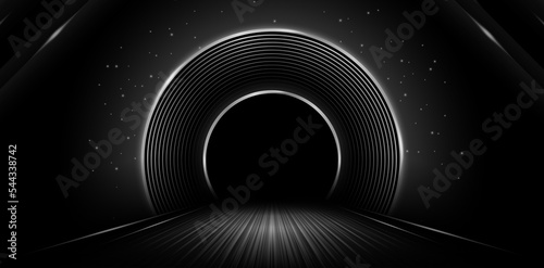 vector illustration of radial circle silver light through the tunnel for signs corporate, advertisement business, social media post, billboard agency advertising, ads campaign, motion video, emailer