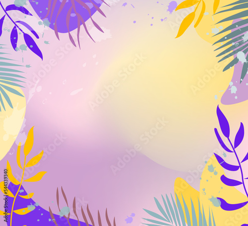 Wallpaper Mural Gradient Tropical background with palm leaves and other exotic plants.Vector template for web banners, covers, invitations and various designs Torontodigital.ca