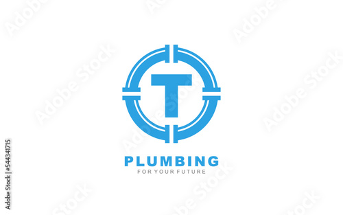 T logo plumbing for identity. letter template vector illustration for your brand.