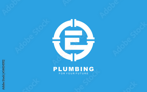 E logo plumbing for identity. letter template vector illustration for your brand.