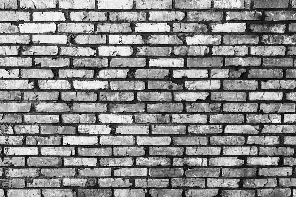 background texture brick wall of old red brick black and white photo