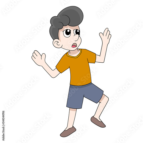 illustration of a man doing a hand up gesture afraid and giving up