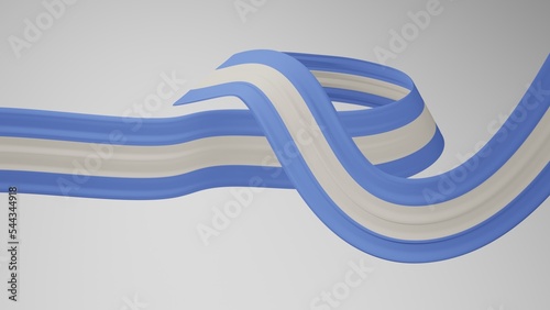 Close-up render of the twisted ribbon of the Argentinean flag, the national colors of Argentinean as a ribbon in 4k resolution, colors: RGB. High quality 3d illustration