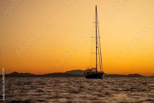 yachting on the sea in at sunset in australia