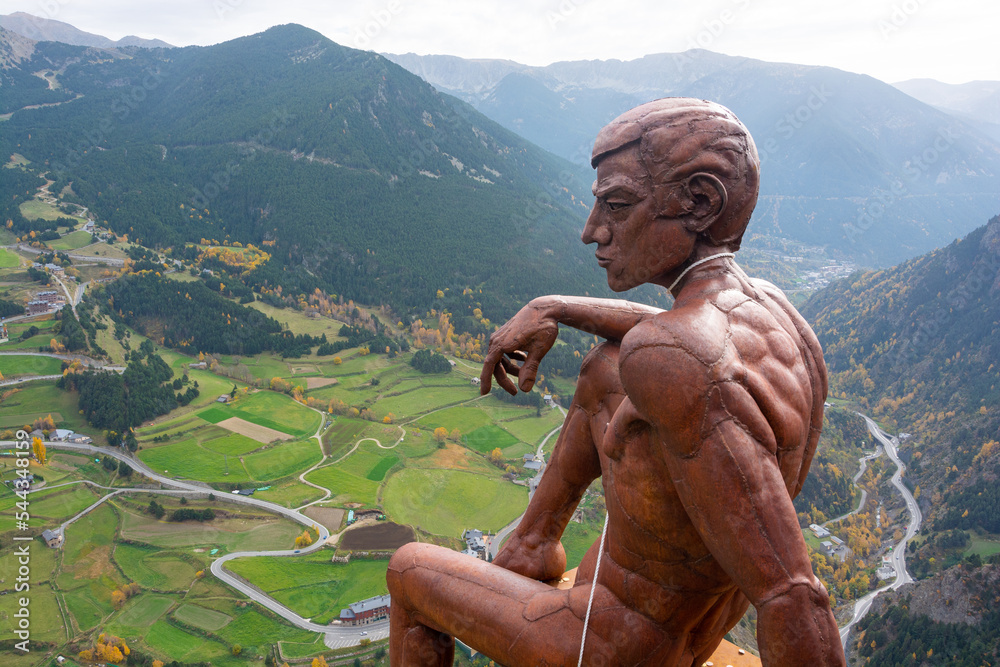 Statue at Roc del Quer viewpoint at Andorra.