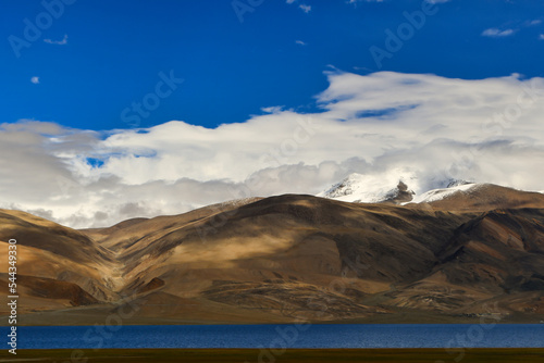 Tso Moriri is a lake in the Changthang Plateau of Ladakh in India. The lake and surrounding area are protected as the Tso Moriri Wetland Conservation Reserve. The lake is at an altitude of 4,522 m.