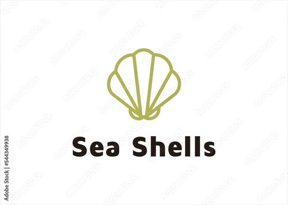 Fototapeta premium sea shells seafood logo design template