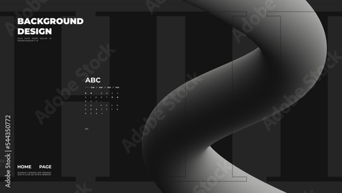 Abstract web page, homepage, landing page concept. Strict and discreet background. Type and 3D shapes.
