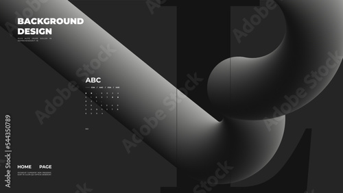 Abstract web page, homepage, landing page concept. Strict and discreet background. Type and 3D shapes.