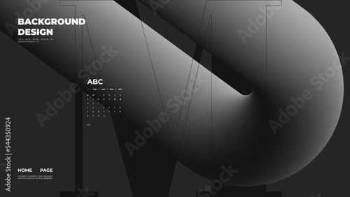 Abstract web page, homepage, landing page concept. Strict and discreet background. Type and 3D shapes.