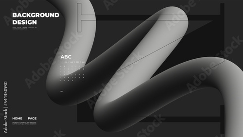 Abstract web page, homepage, landing page concept. Strict and discreet background. Type and 3D shapes.