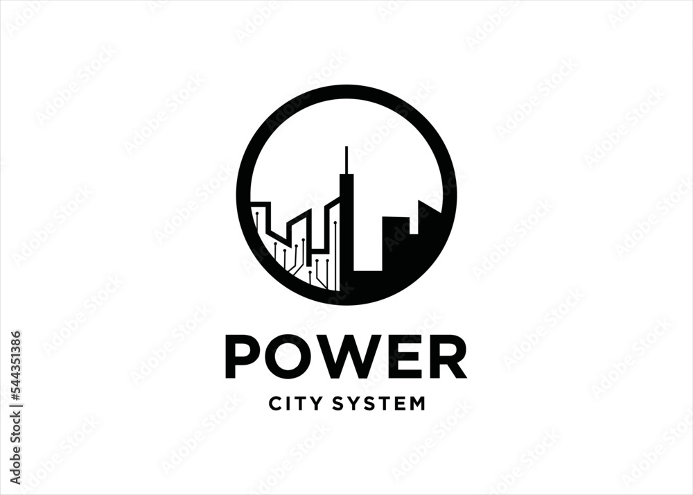 power city system logo design 