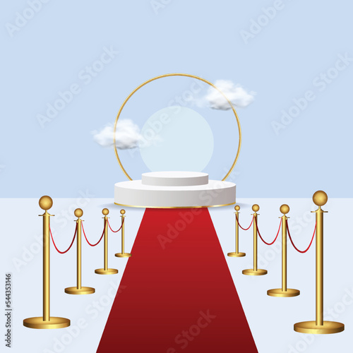 Template for award ceremony design. Award ceremony with red curtains. premieres, awards. Carpet and catwalk