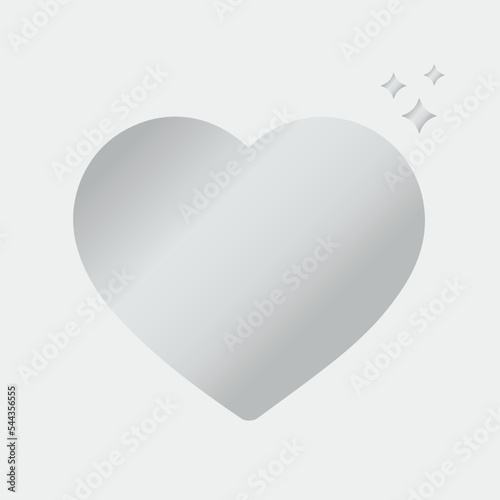 Silver heart icon vector illustration. Feeling, love, passion
