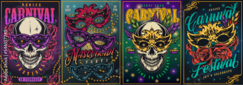 Mardi Gras set posters colorful