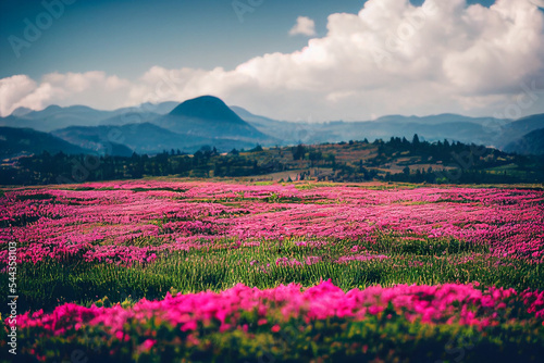 Mountains covered in wild flowers