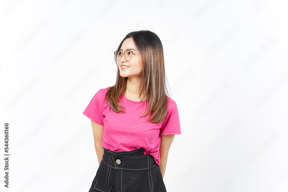 Smiling and Looking away of Beautiful Asian Woman Isolated On White Background Smiling and Looking away of Beautiful Asian Woman Isolated On White Background