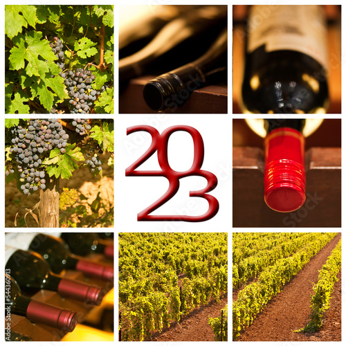 2023 red wine square photos collage greeting card