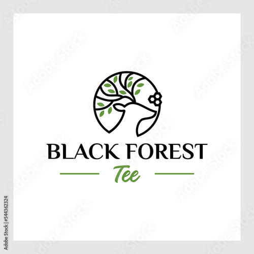 Deer Tree Leaves Forest Logo Vector icon