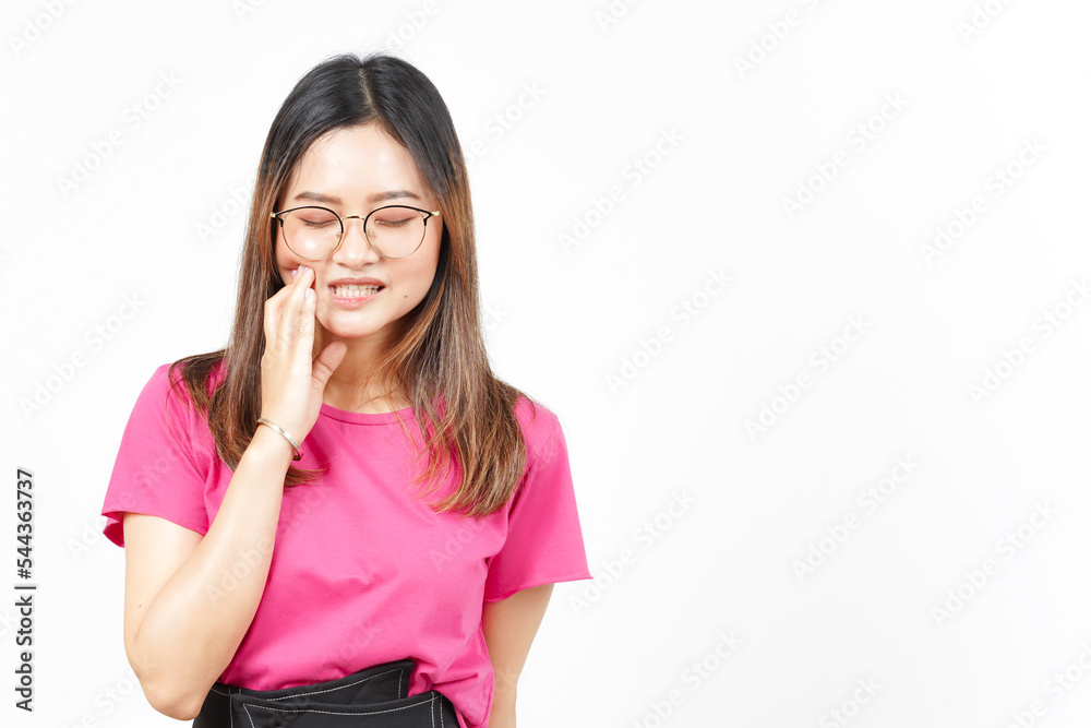 Suffering Toothache of Beautiful Asian Woman Isolated On White Background Suffering Toothache of Beautiful Asian Woman Isolated On White Background