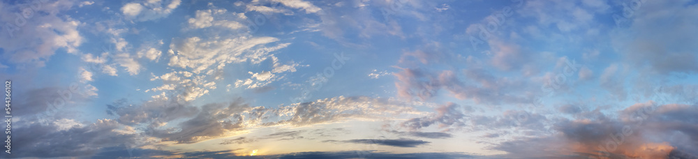 Sunset and evening sky with clouds for background.