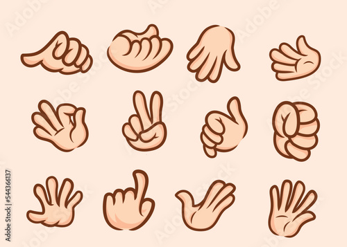 collection of cartoon hands in different poses for mascot artist