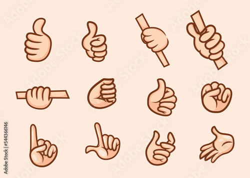 collection of cartoon hands in different poses for mascot artist